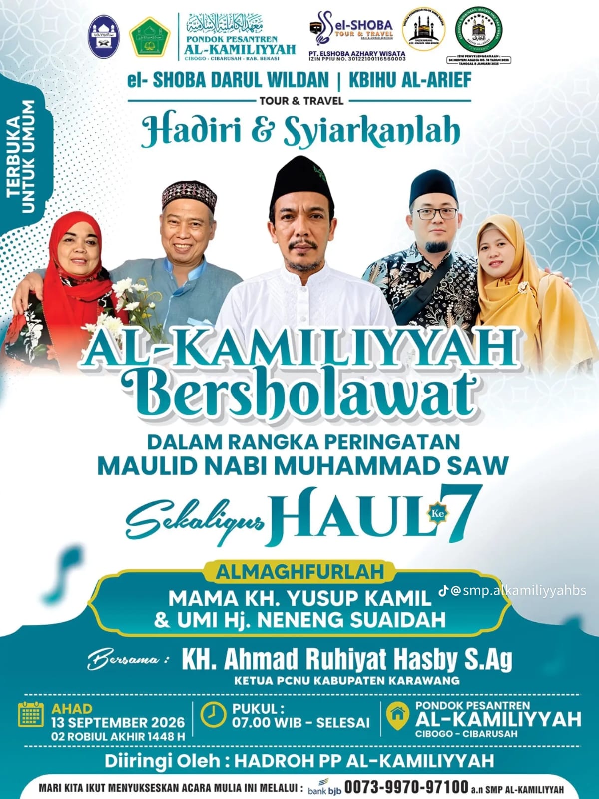 UNDANGAN MAULID NABI DAN HAUL KE-7 ALMAGHFURLLAH MAMA KH YUSUP KAMIL BIN KH AHMAD KAMIL & UMI HAJJAH NENENG SUAIDAH BINTI KH MUHAMMAD SYAKIR
